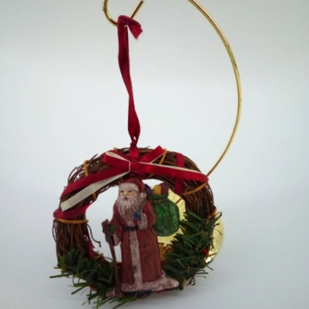 Vintage Russ Santa Claus Wreath Ornament